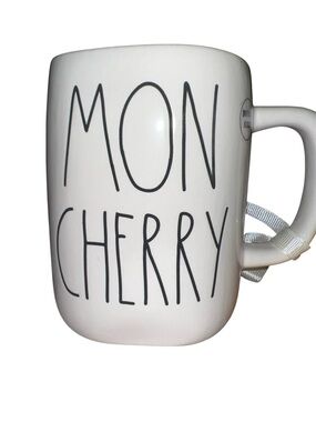 Rae Dunn White Ceramic Mug with Red Cherry Motif